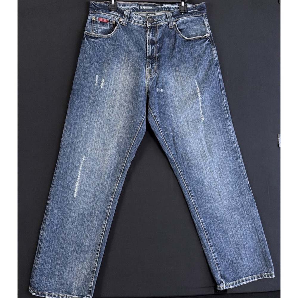 Drunknmunky Jeans Mens Blue Wide Leg Baggy Skater Y2K Hip Hop 34x32